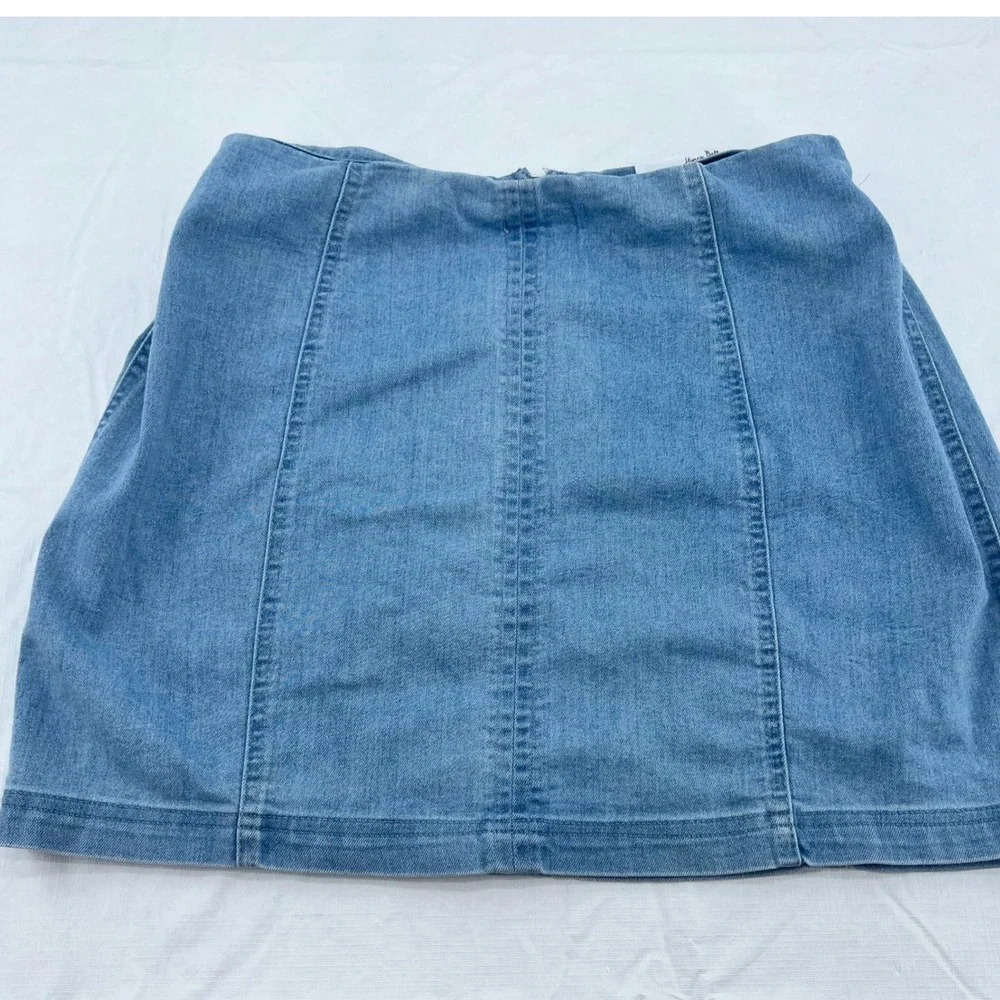 Honey Belle Womens Light Wash Denim Mini Skirt Blue A-Line Zip‎ Back 7IS4663D M